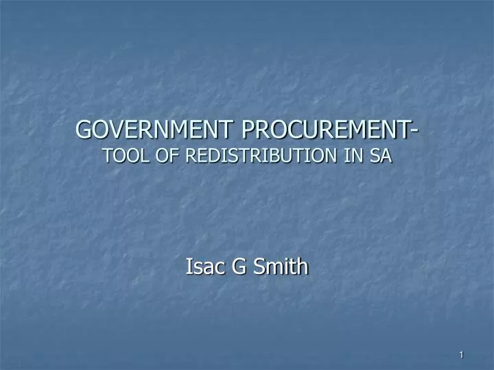 government procurement tool of redistribution in sa