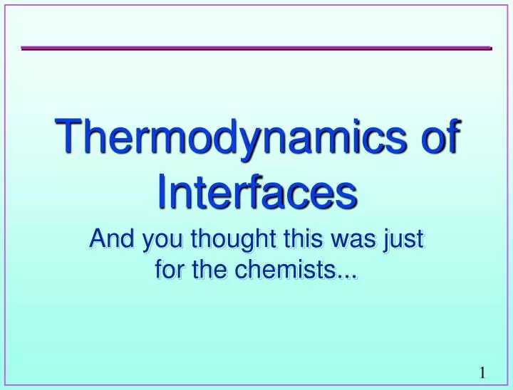 thermodynamics of interfaces