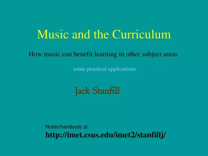 music and the curriculum