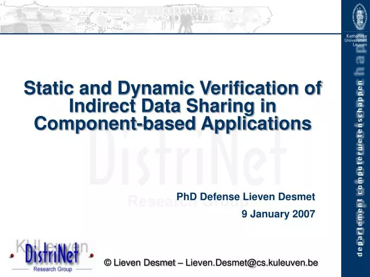 static and dynamic verification of indirect data sharing in component based applications