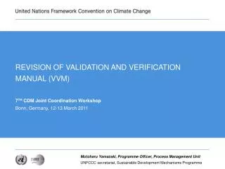 REVISION OF VALIDATION AND VERIFICATION MANUAL (VVM)