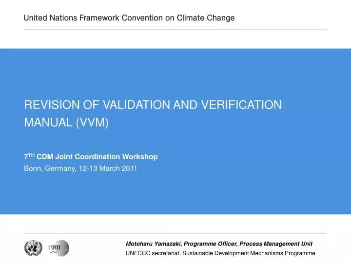revision of validation and verification manual vvm