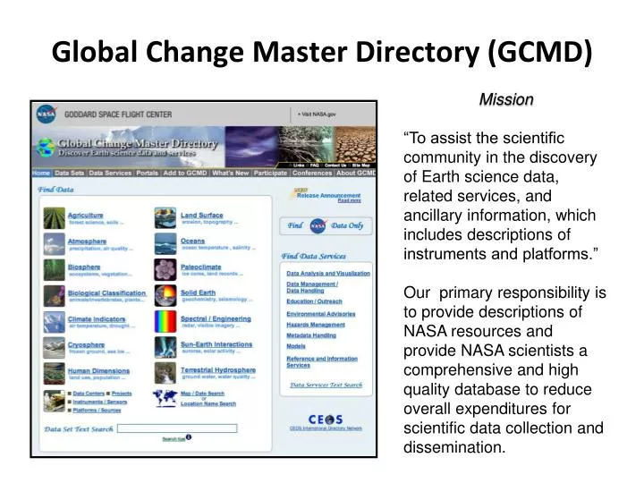 global change master directory gcmd