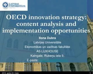 OECD innovation strategy: content analysis and implementation opportunities