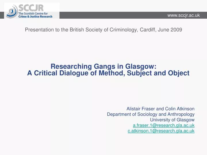 presentation to the british society of criminology cardiff june 2009