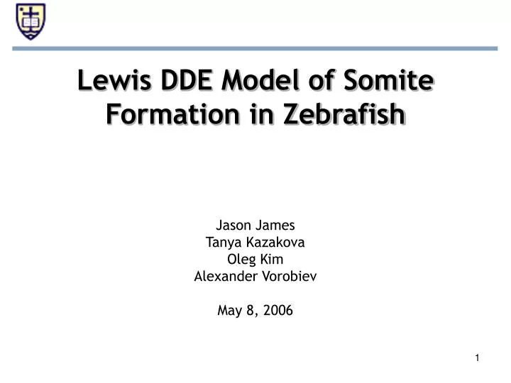 lewis dde model of somite formation in zebrafish