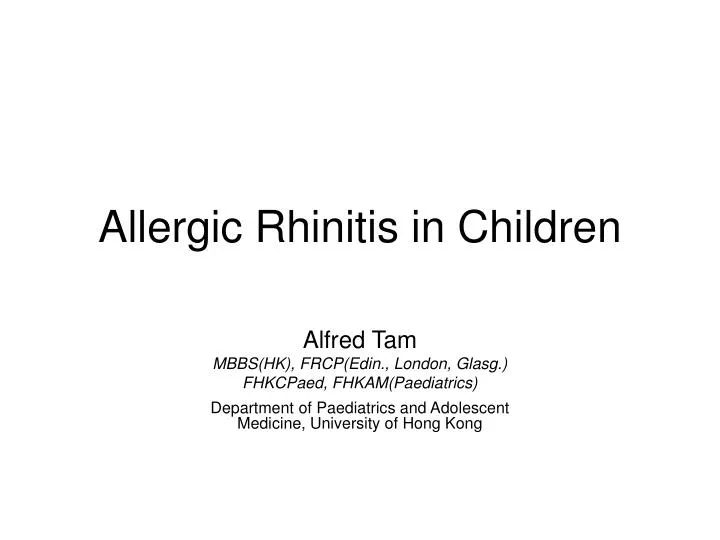 allergic rhinitis in children
