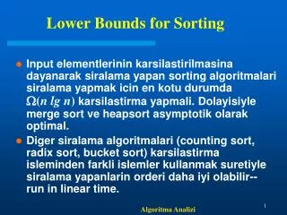 Lower Bounds for Sorting