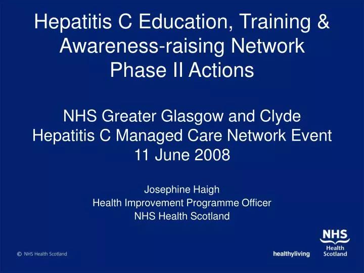 josephine haigh health improvement programme officer nhs health scotland