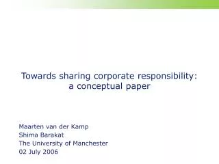 Towards sharing corporate responsibility: a conceptual paper