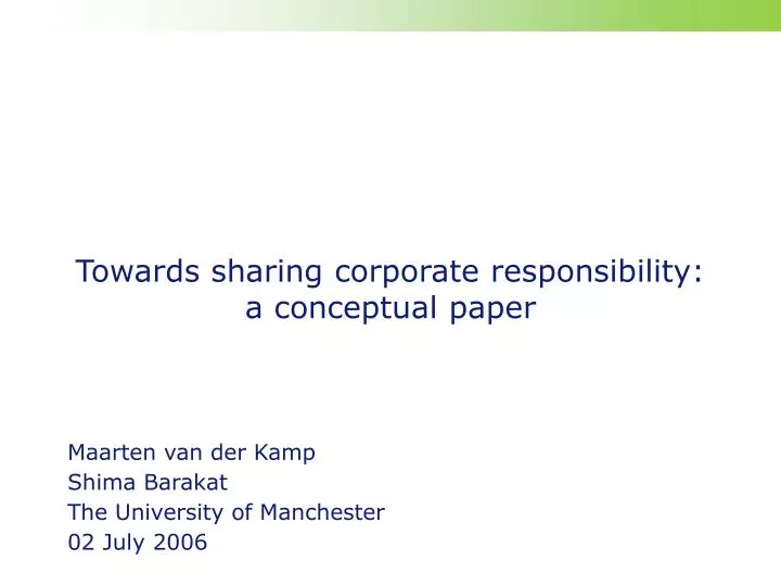 towards sharing corporate responsibility a conceptual paper