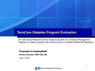 TennCare Diabetes Program Evaluation