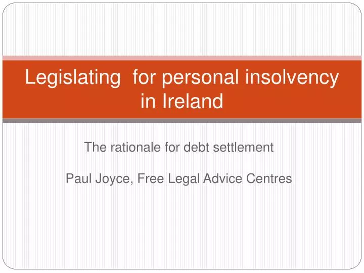 legislating for personal insolvency in ireland