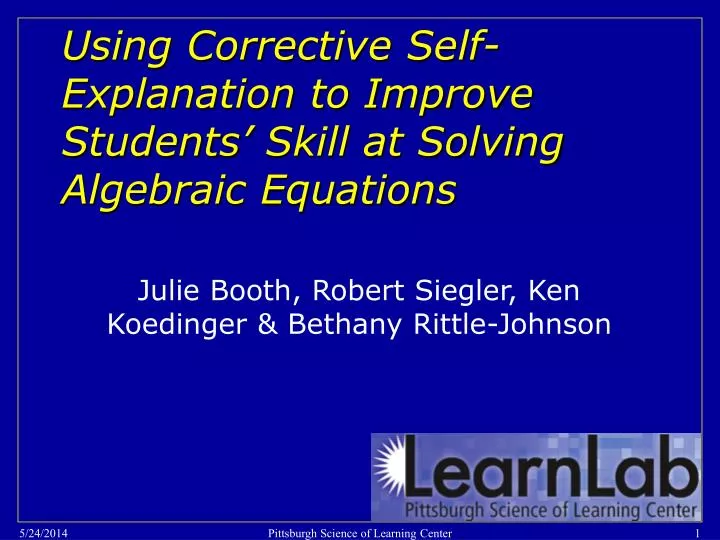 using corrective self explanation to improve students skill at solving algebraic equations
