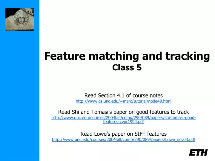 feature matching and tracking class 5