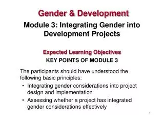 Module 3: Integrating Gender into Development Projects