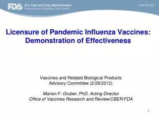 Licensure of Pandemic Influenza Vaccines: Demonstration of Effectiveness