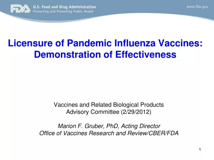 licensure of pandemic influenza vaccines demonstration of effectiveness