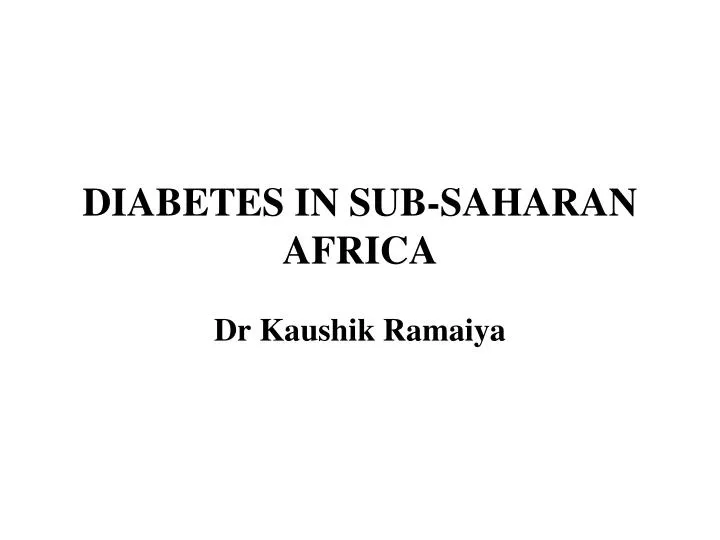 diabetes in sub saharan africa