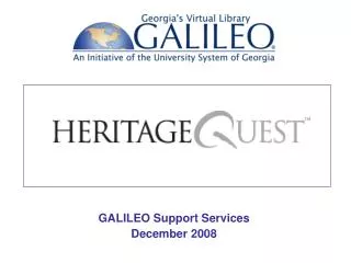 GALILEO Support ServicesDecember 2008