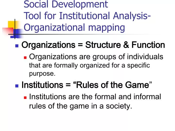 social development tool for institutional analysis organizational mapping