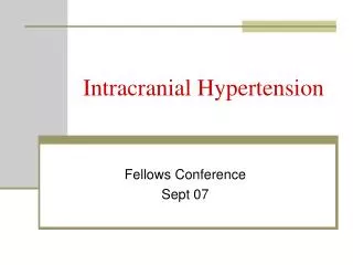 Intracranial Hypertension