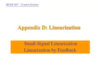 Appendix D: Linearization