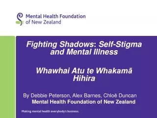 Fighting Shadows : Self-Stigma and Mental Illness Whawhai Atu te Whakam? Hihira By Debbie Peterson, Alex Barnes, Chlo