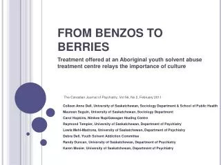 FROM BENZOS TO BERRIES