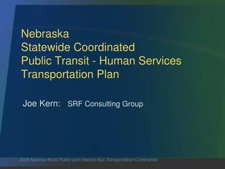nebraska statewide coordinated public transit human services transportation plan