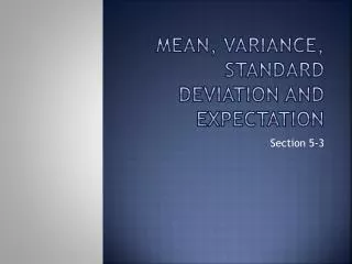mean variance standard deviation and expectation