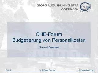 CHE-Forum Budgetierung von Personalkosten Manfred Bernhardt
