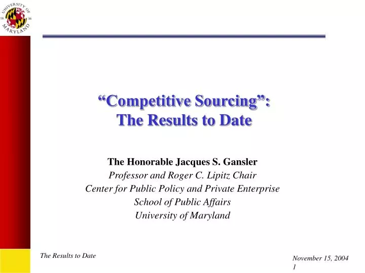 competitive sourcing the results to date