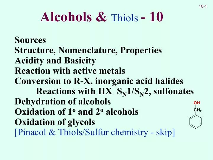 alcohols thiols 10