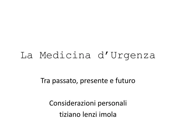 la medicina d urgenza