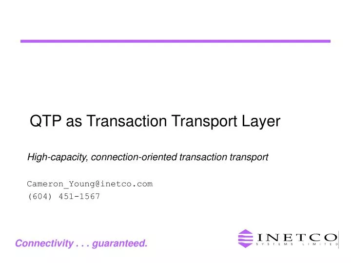 qtp as transaction transport layer