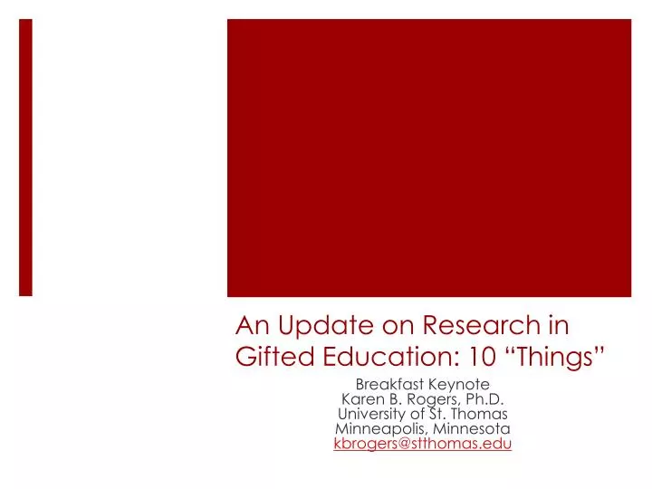 an update on research in gifted education 10 things