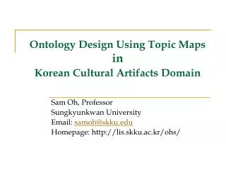 Ontology Design Using Topic Maps in Korean Cultural Artifacts Domain