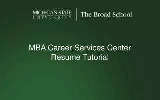 MBA Career Services Center Resume Tutorial