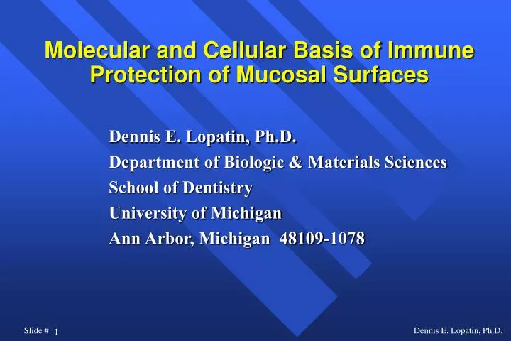 molecular and cellular basis of immune protection of mucosal surfaces