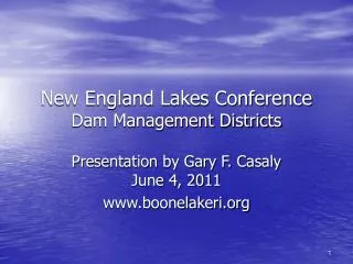 New England Lakes Conference Dam Management Districts