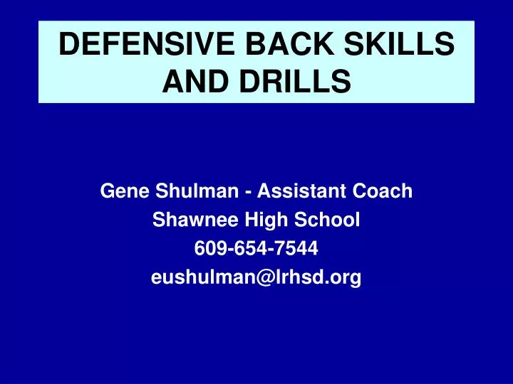 defensive back skills and drills