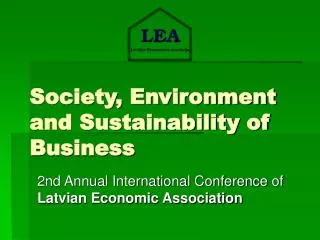 Society, Environment and Sustainability of Business