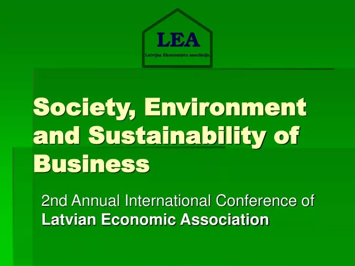 society environment and sustainability of business