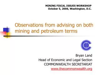 Observations from advising on both mining and petroleum terms