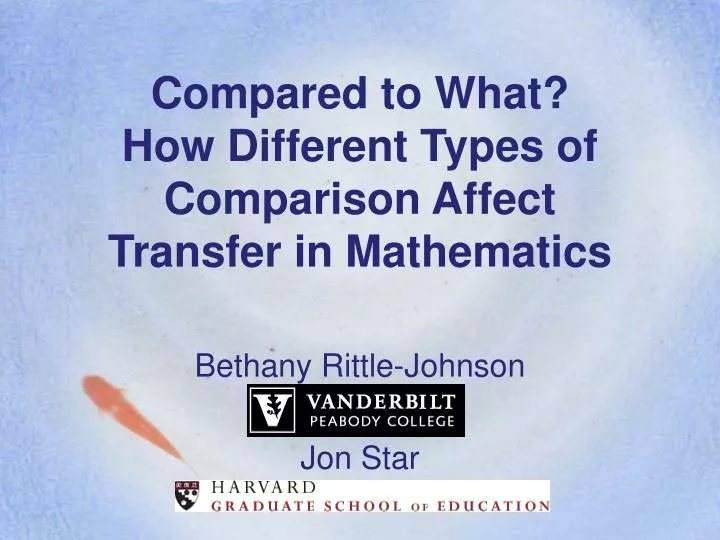 compared to what how different types of comparison affect transfer in mathematics