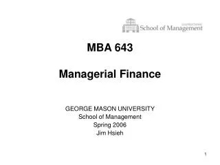 MBA 643 Managerial Finance