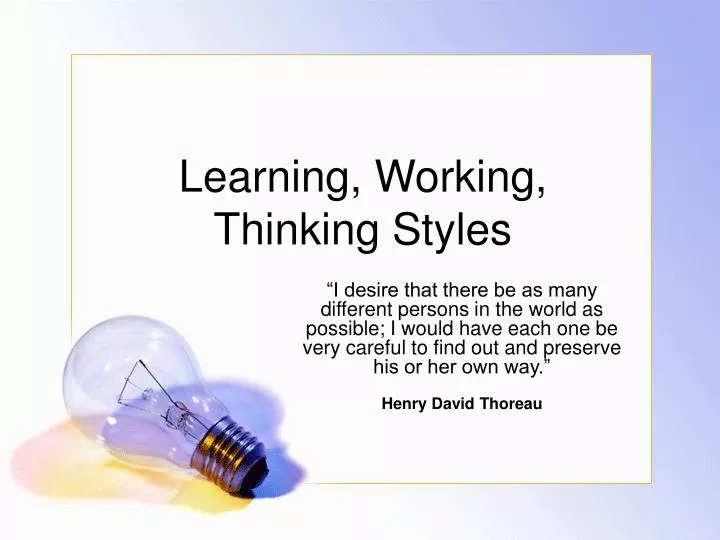 learning working thinking styles