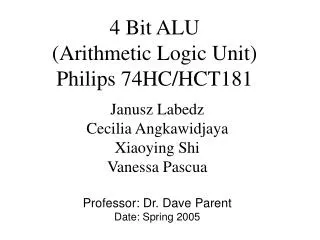 4 Bit ALU (Arithmetic Logic Unit) Philips 74HC/HCT181