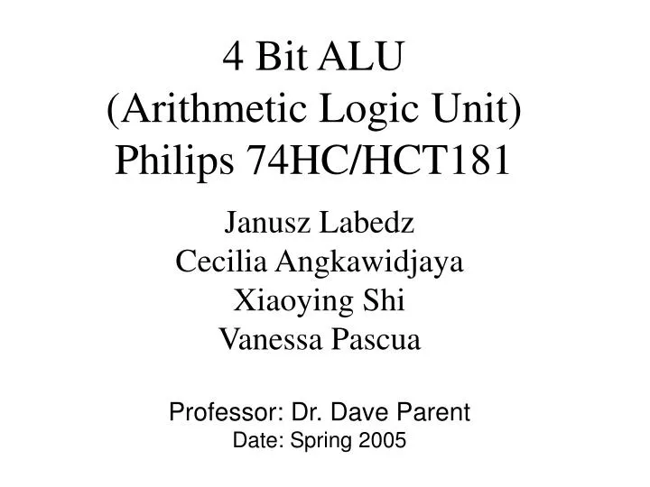 4 bit alu arithmetic logic unit philips 74hc hct181